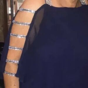 MSK beautiful Navy Dress with a little bling. Like new!